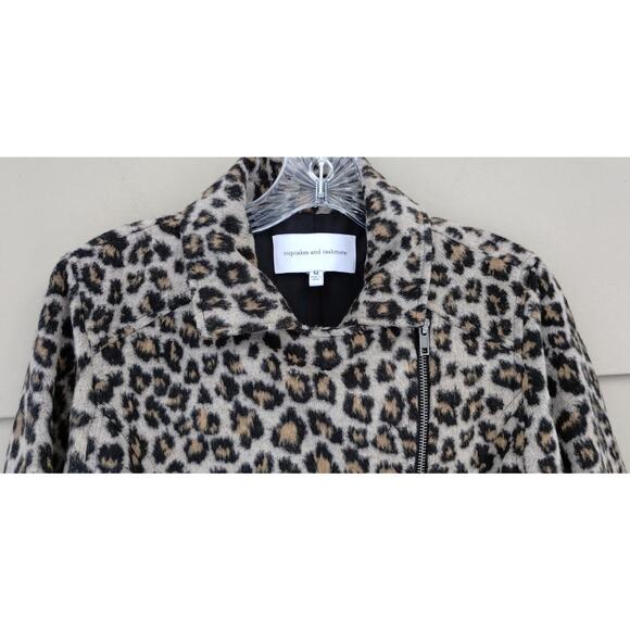 Cupcakes and Cashmere Wool blend Animal Print Margaux Moto Jacket  Size M - Picture 10 of 14